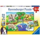 Ravensburger - Animales en el zoológico - 2x12 piezas - Rompecabezas